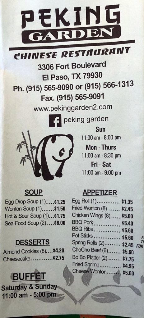 Peking Garden Menu El Paso Rural Fork